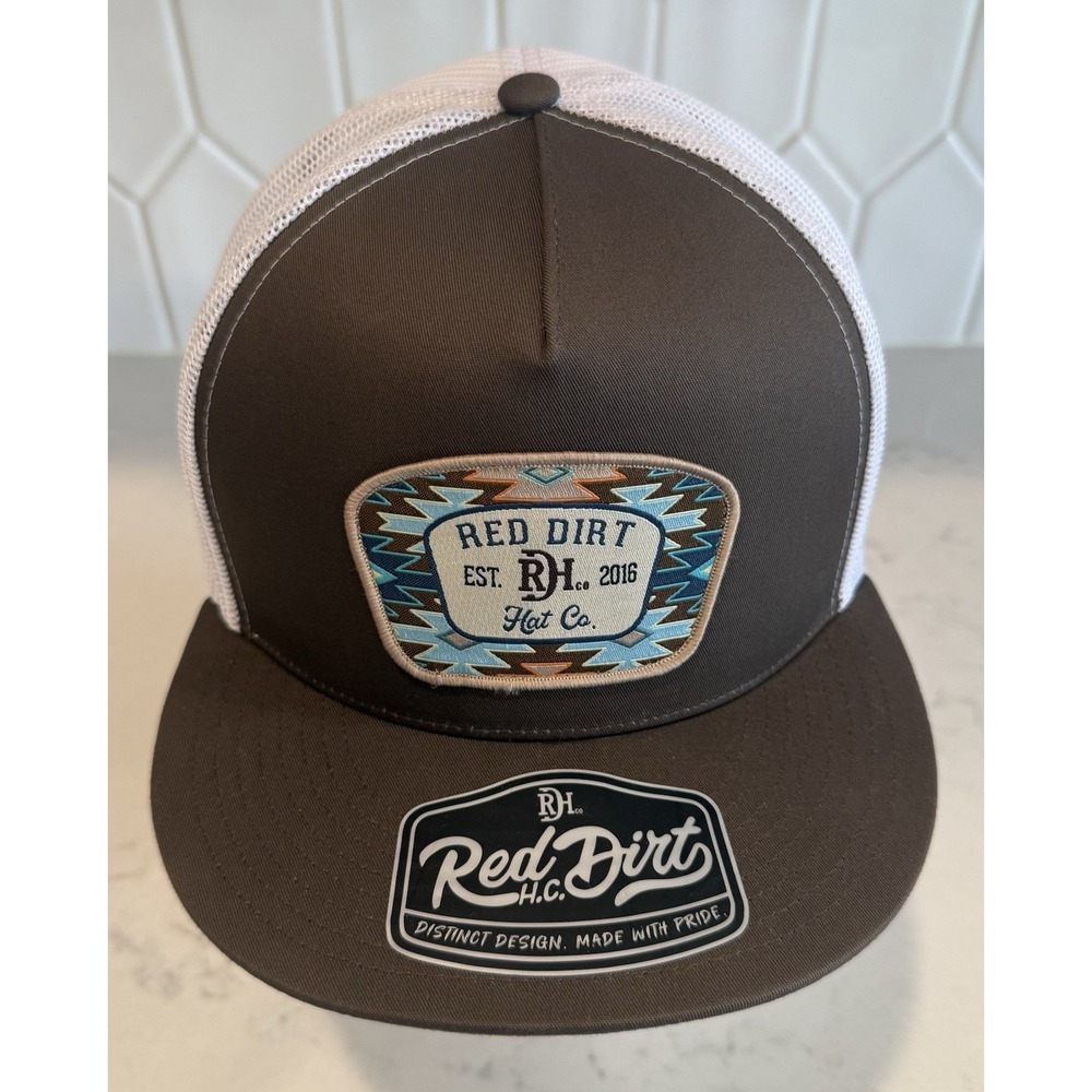Red Dirt Hat Co. Brown Southwest Aztec Design Trucker Snapback Patch Hat Cowboy